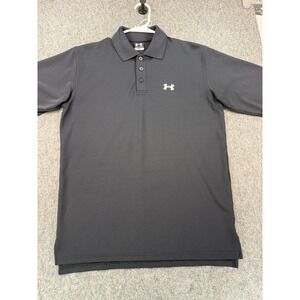 Under Armour Mens Performance Polo Shirt Black Short Sleeve Size SM RN 96510